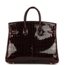 Birkin 25 Bordeaux Shiny Niloticus Crocodile Gold Hardware