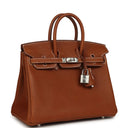 Birkin 25 Fauve Barenia Faubourg Palladium Hardware