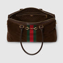 Borsetto large boston bag in dark brown suede