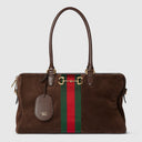Borsetto large boston bag in dark brown suede