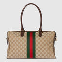 Borsetto large boston bag in sand and brown GG canvas