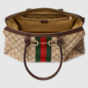 Borsetto large boston bag in sand and brown GG canvas