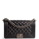 CH Boy Bag Medium Quilted Caviar - Black