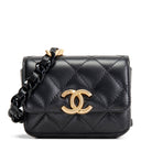 CH CC Flap Card Holder Belt Bag Lacquered Metal w/ Quilted Lambskin