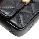 CH CC Flap Card Holder Belt Bag Lacquered Metal w/ Quilted Lambskin
