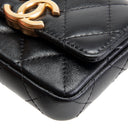 CH CC Flap Card Holder Belt Bag Lacquered Metal w/ Quilted Lambskin