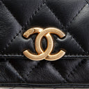 CH CC Flap Card Holder Belt Bag Lacquered Metal w/ Quilted Lambskin