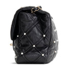 CH CC Flap Pearl Studded Quilted Lambskin - Black