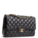 CH Lambskin Jumbo Double Flap - Black