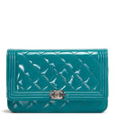 CH Patent Boy Wallet On Chain - Turquoise