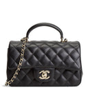 CH Quilted Lambskin Rectangular Flap Top Handle Mini - Black