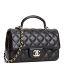 CH Quilted Lambskin Rectangular Flap Top Handle Mini - Black