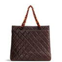 CH Vintage Lambskin Quilted CC Bakelite Turnlock Tote - Brown