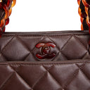 CH Vintage Lambskin Quilted CC Bakelite Turnlock Tote - Brown