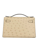Kelly Pochette Parchemin Ostrich Palladium Hardware
