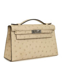 Kelly Pochette Parchemin Ostrich Palladium Hardware