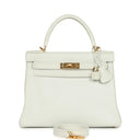 Kelly Retourne 28 White Clemence Gold Hardware