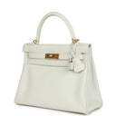 Kelly Retourne 28 White Clemence Gold Hardware